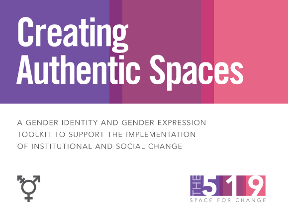 Purple background with white text reading "Creating Authentic Spaces" with organization logo