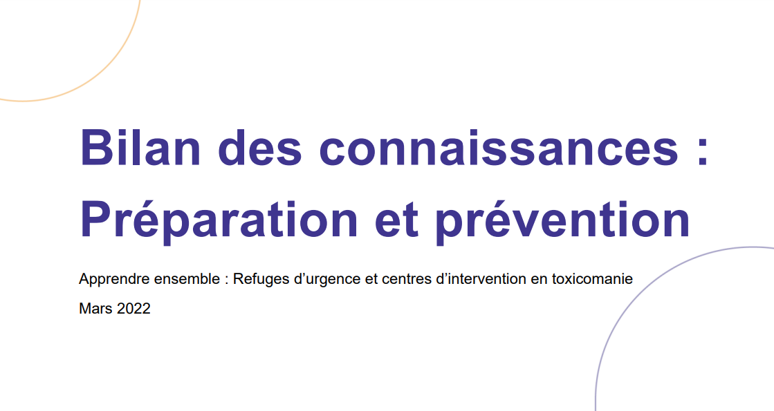 "Bilan des connaissances : Préparation et prévention"