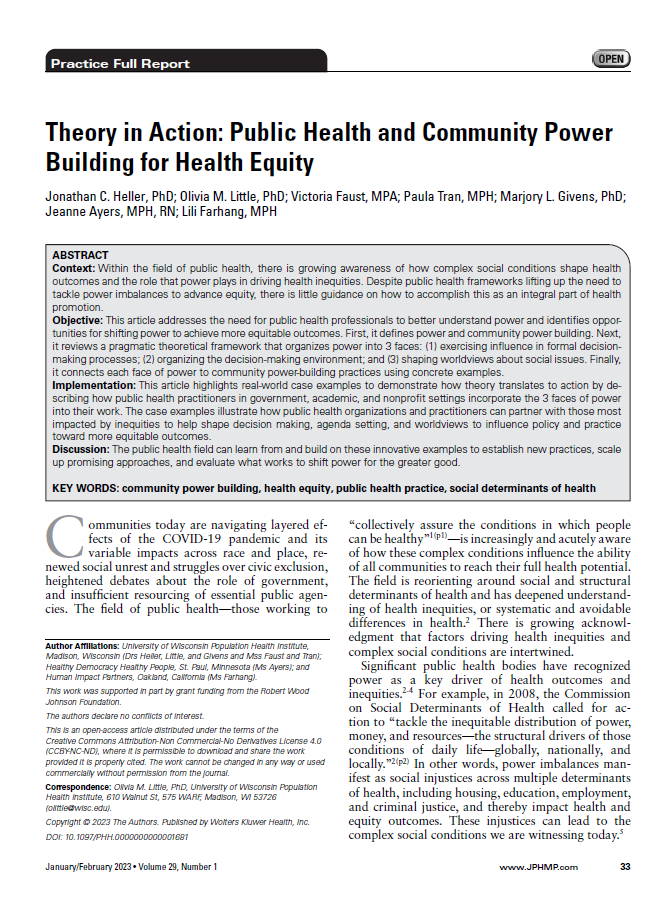 Cover page of academic article. 